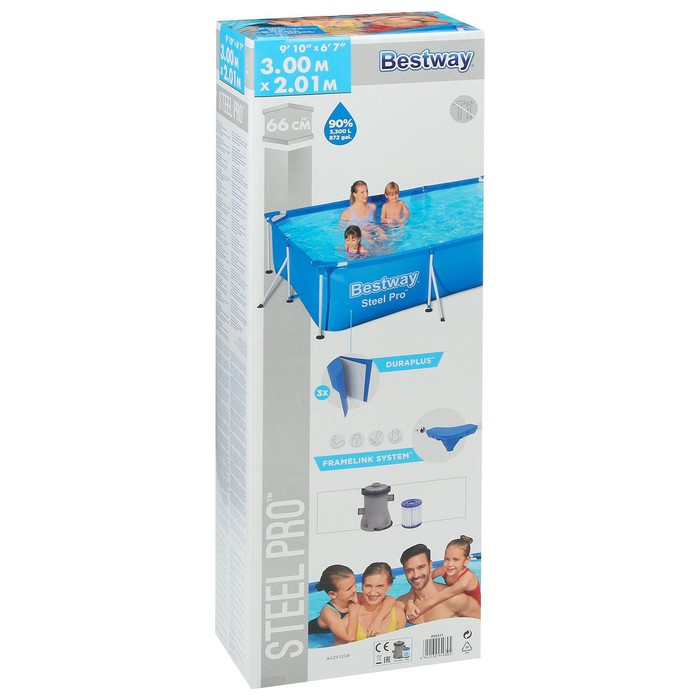 Бассейн каркасный Steel Pro, фильтр-насос, 56411 Bestway