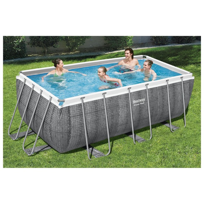 Бассейн каркасный, фильтр-насос, лестница, диспенсер, 56722 Bestway