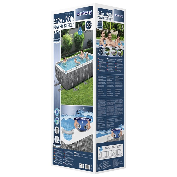 Бассейн каркасный, фильтр-насос, лестница, диспенсер, 56722 Bestway