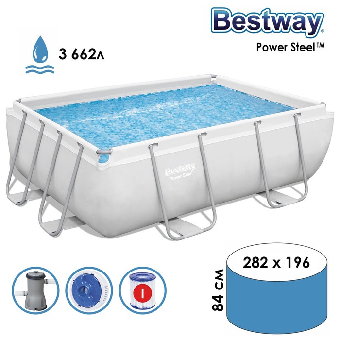 Бассейн каркасный Frame Pool Set, фильтр-насос, 56629 Bestway