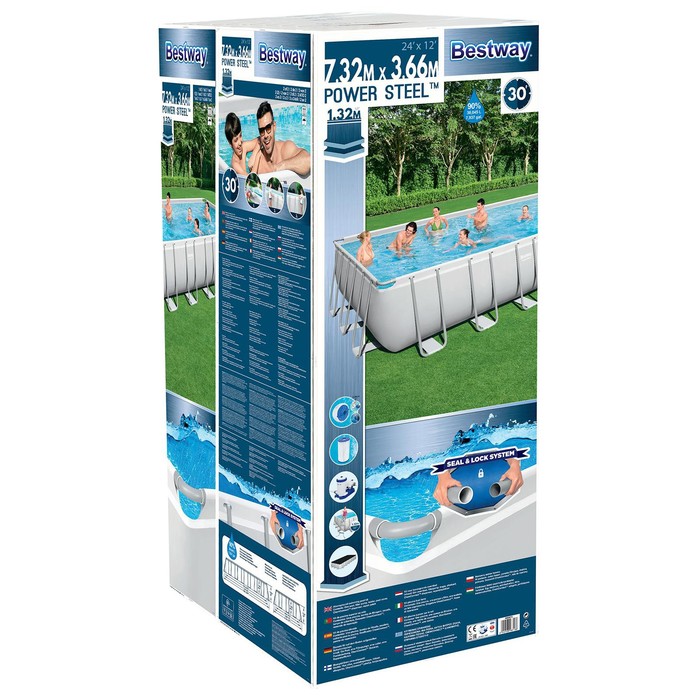 Бассейн каркасный Power Steel, фильтр-насос, лестница, тент, 56474 Bestway