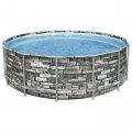 Бассейн каркасный Power Steel, фильтр-насос, лестница, тент, 56993 Bestway